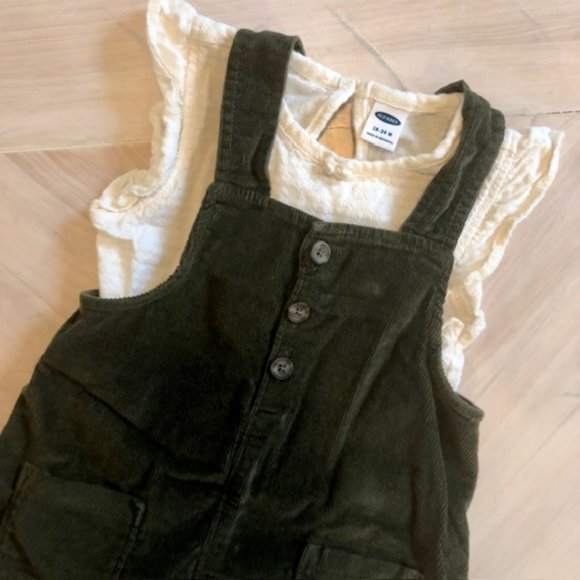 Olive Green Dress and Cream Onesie - Picture 2 of 6